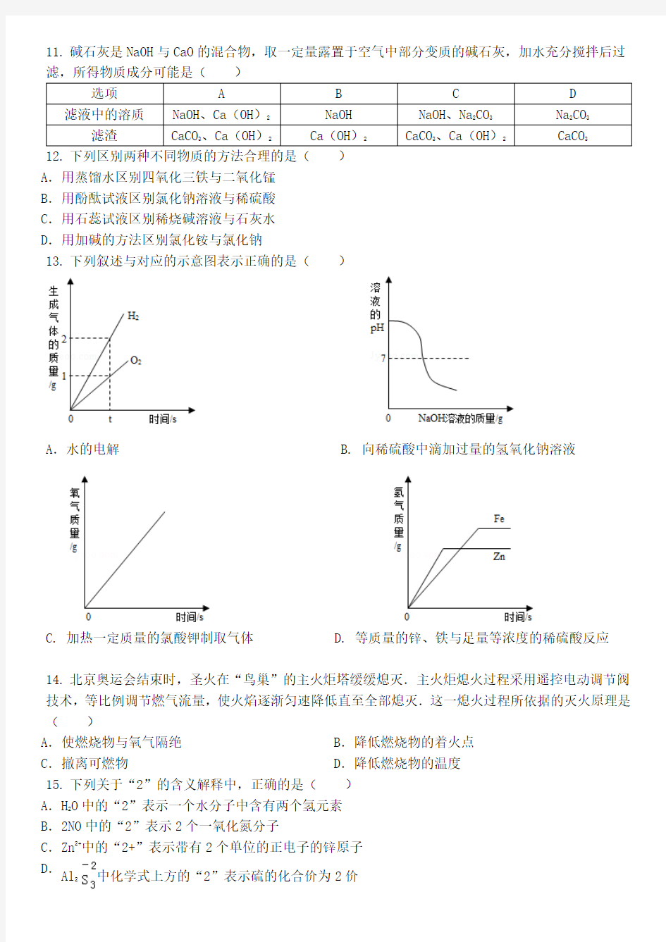2015年广东省中考化学模拟试卷(2)