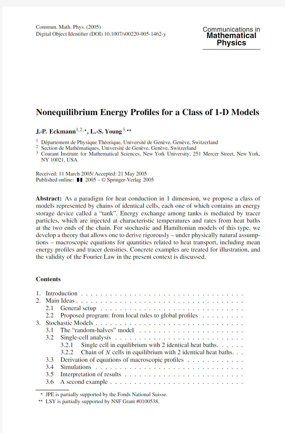 Commun. Math. Phys. (2005) Communications in Digital Object Identifier (DOI) 10.1007s00220-