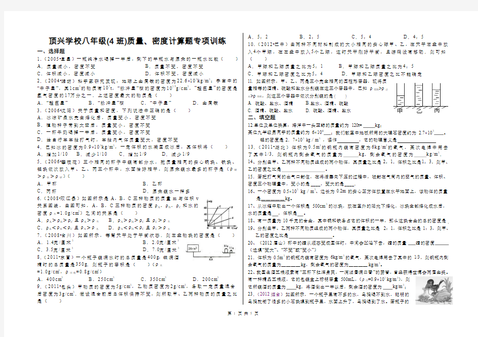 新人教版八年级密度计算专题测试