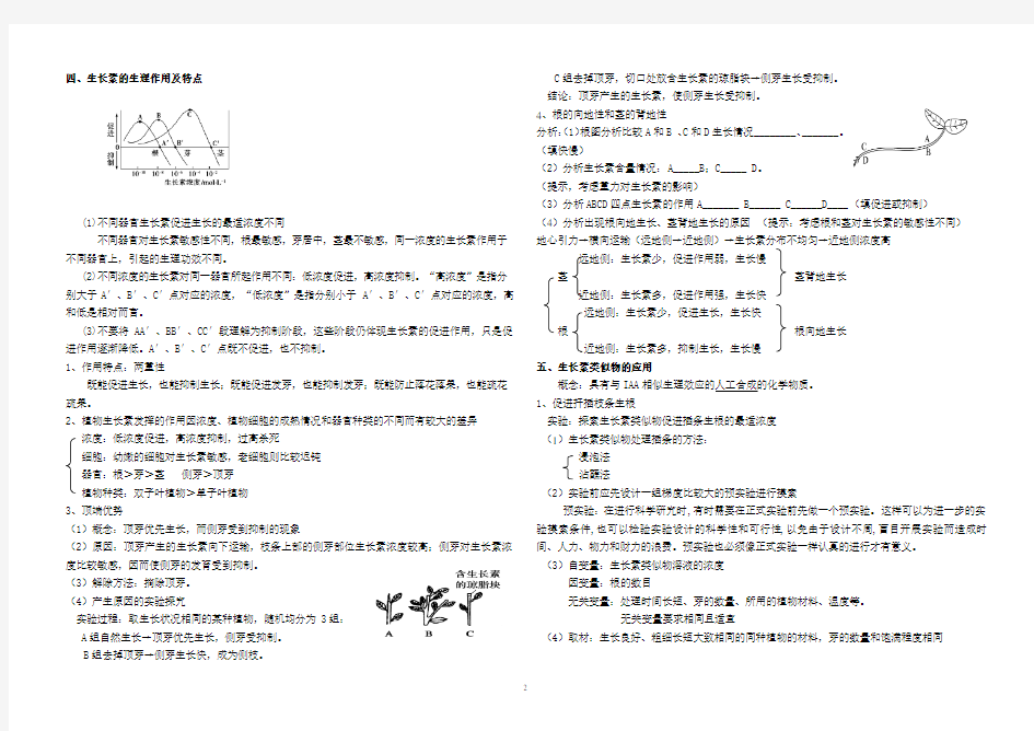 植物的激素调节知识点精华版