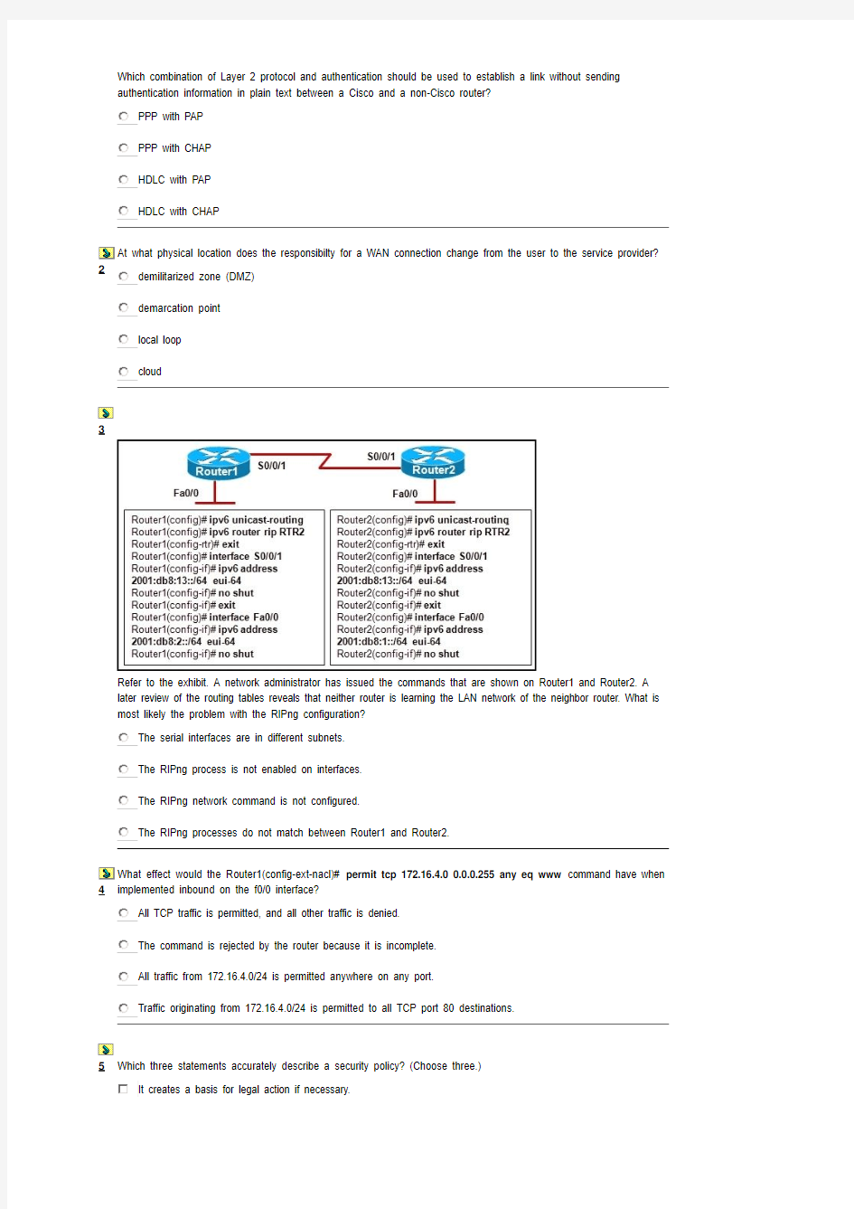 ccna4期末考试题