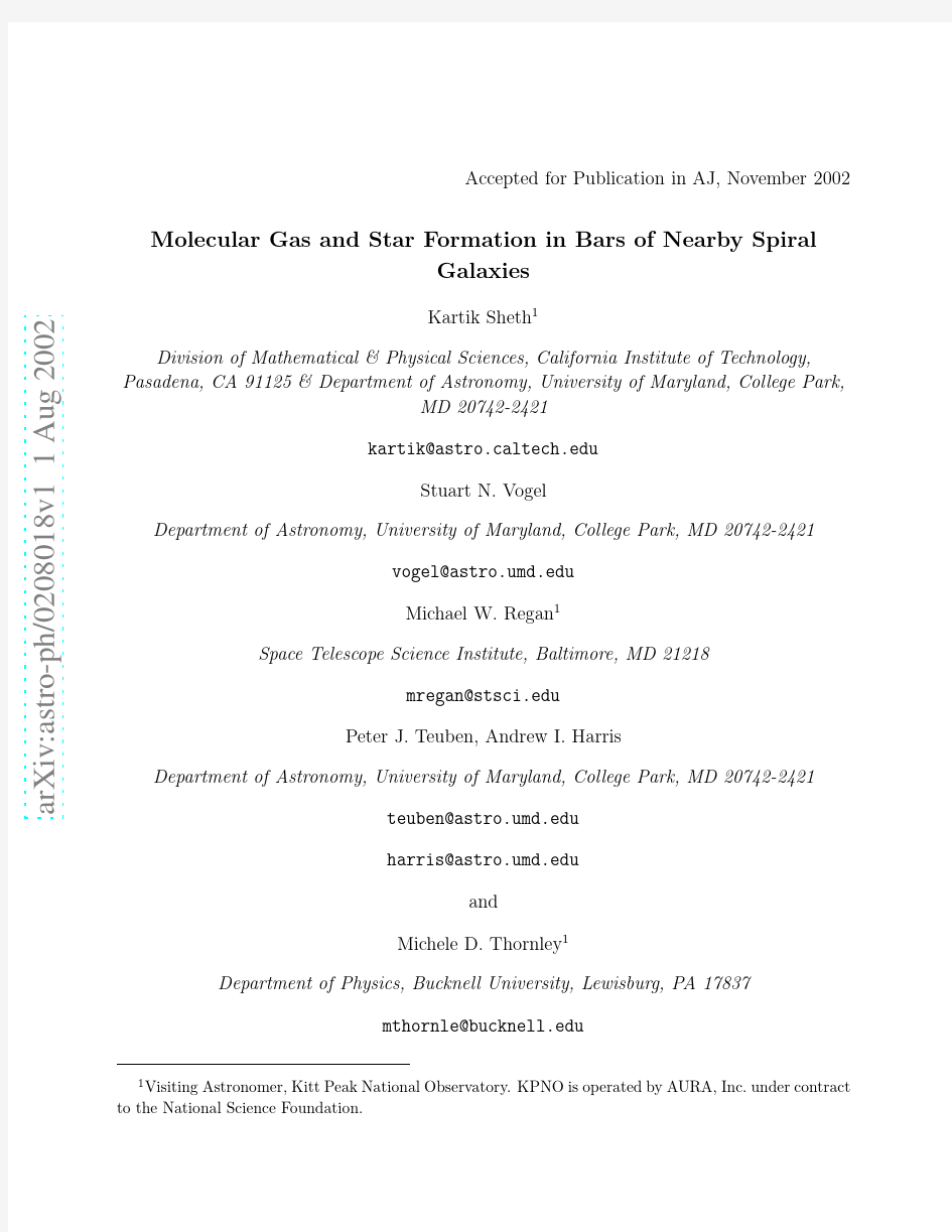 Molecular Gas and Star Formation in Bars of Nearby Spiral Galaxies