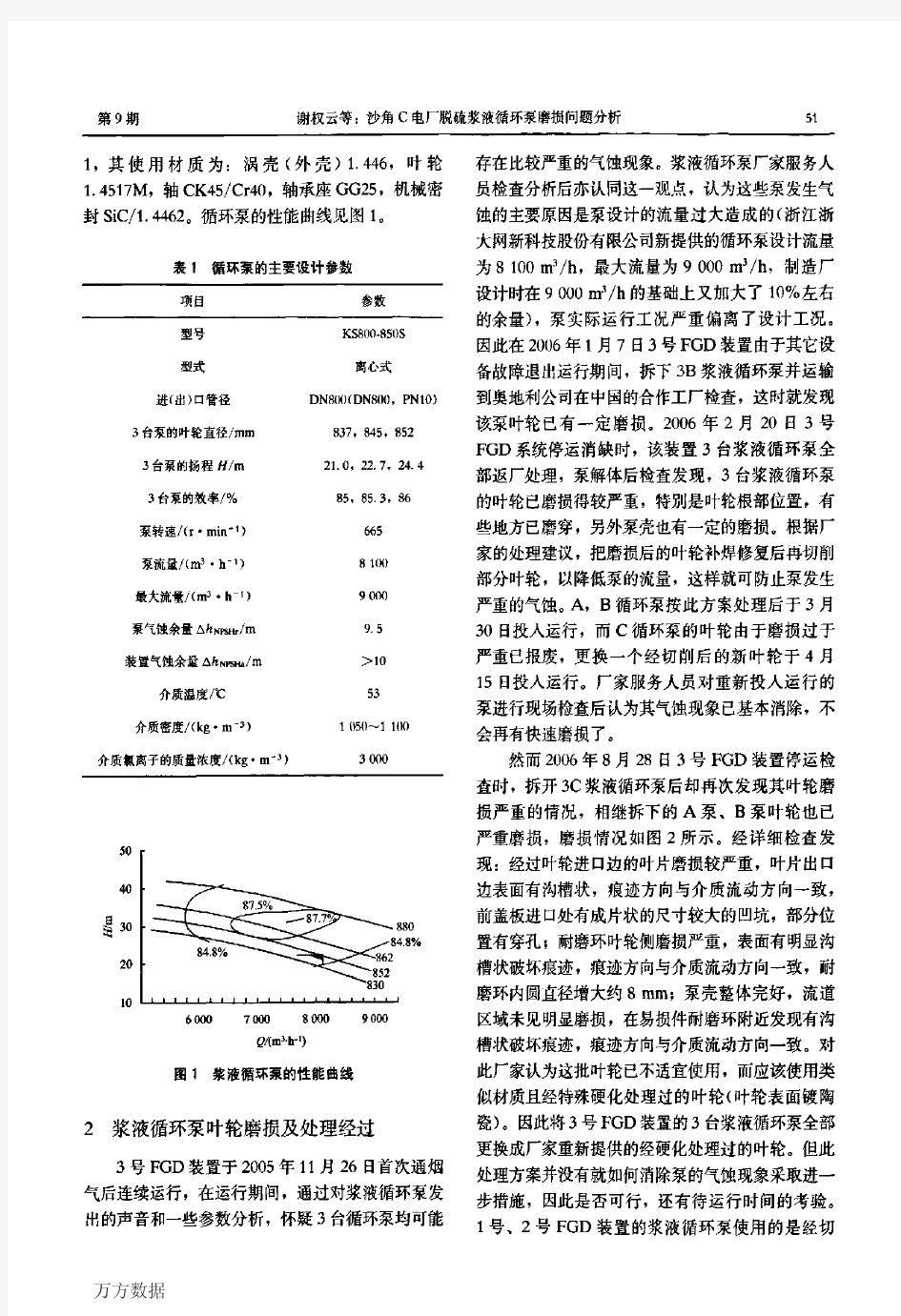 电厂脱硫浆液循环泵磨损问题分析