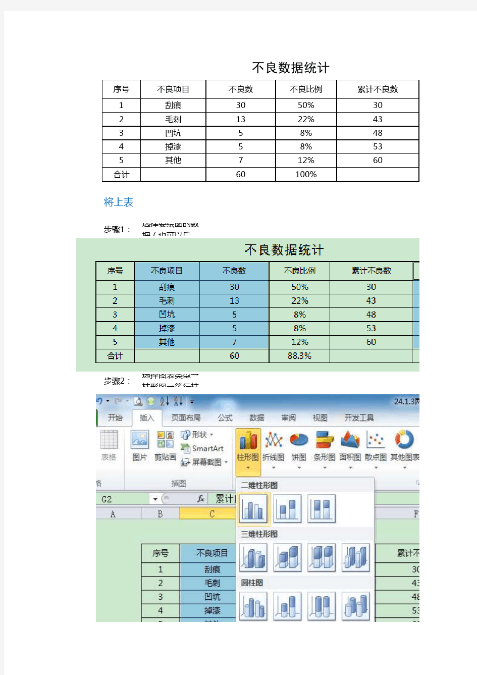 Excel2007制作柏拉图的图文教程