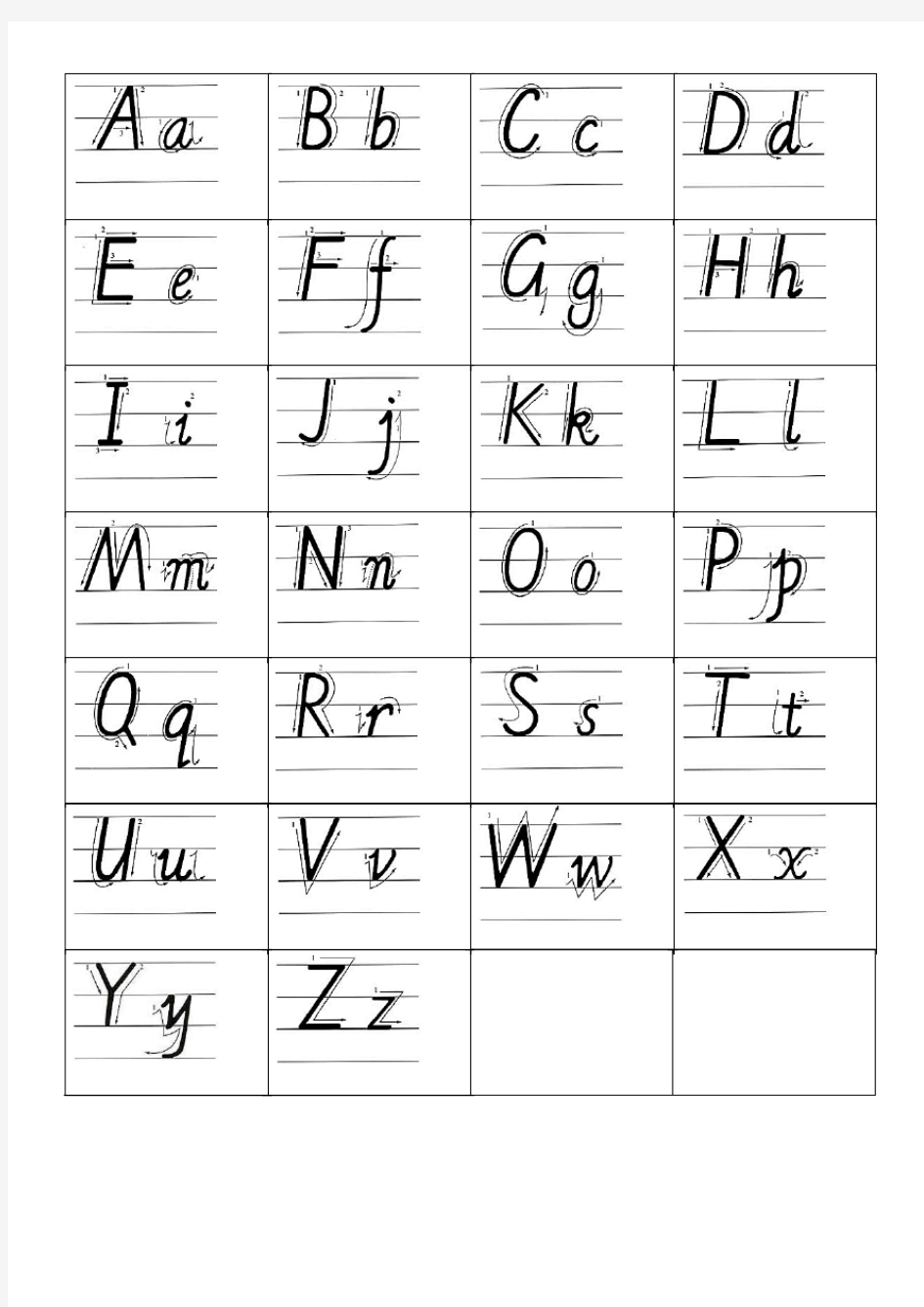 小学 三年级 英语 26 英文字母 手写体 描红 字帖 有笔顺 可仿写