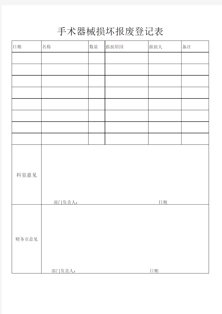 手术器械报废登记表