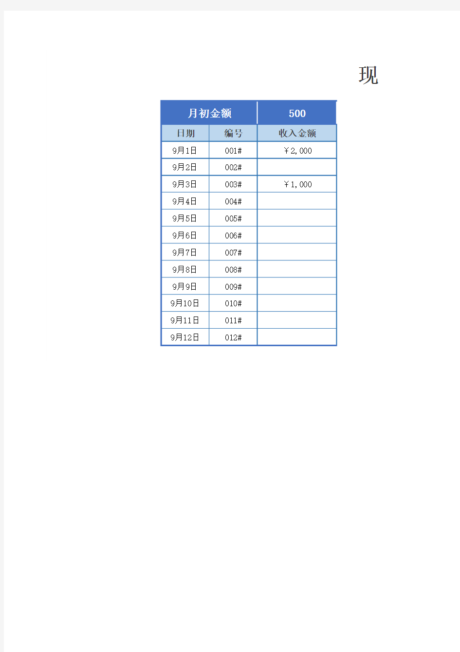 现金收支明细表(收入支出表)