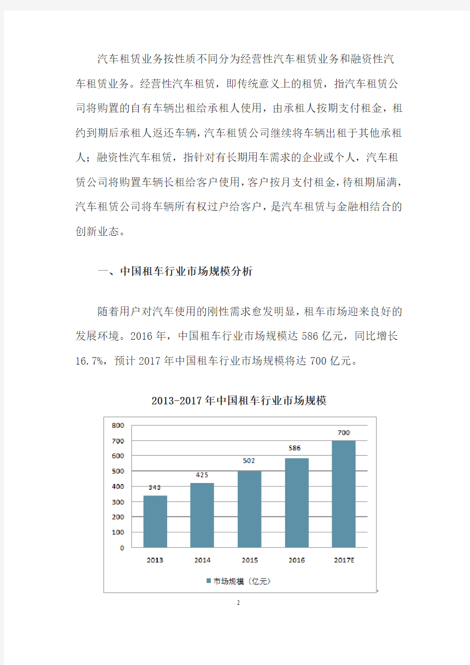 2017年我国汽车租赁行业综合发展态势分析报告