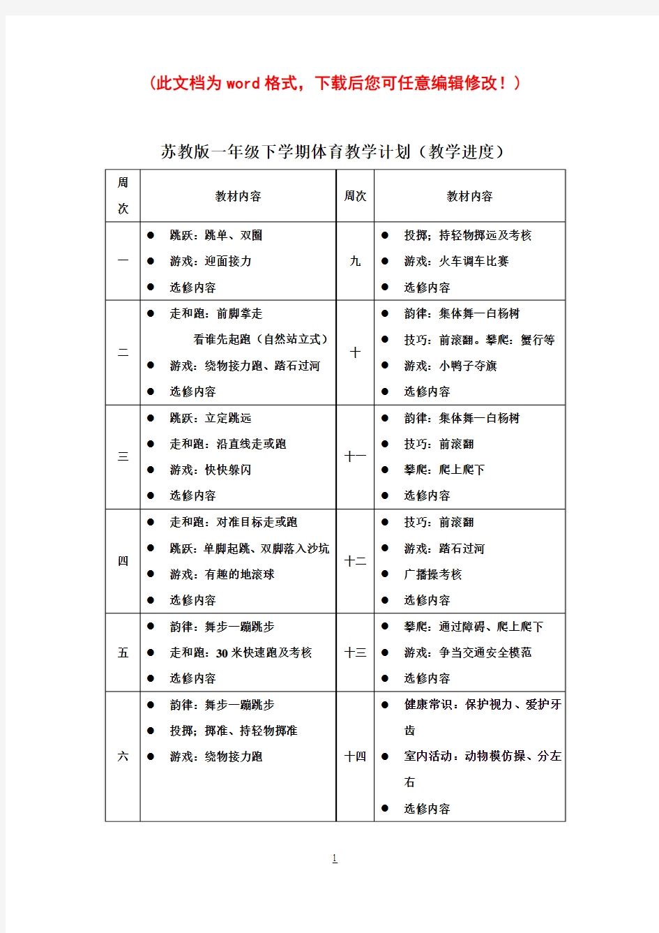 小学二年级下册体育全册教案