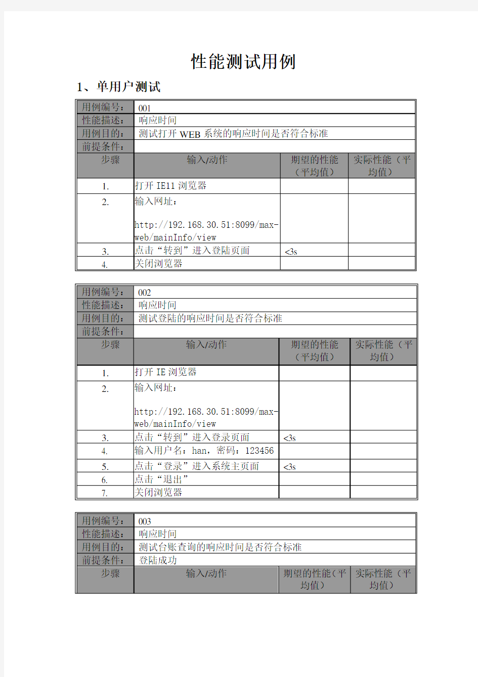 产品性能测试用例