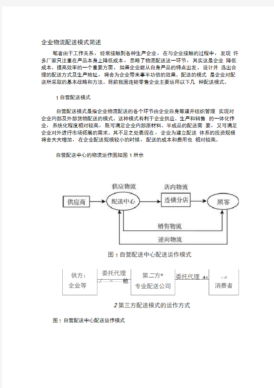 企业物流配送模式简述