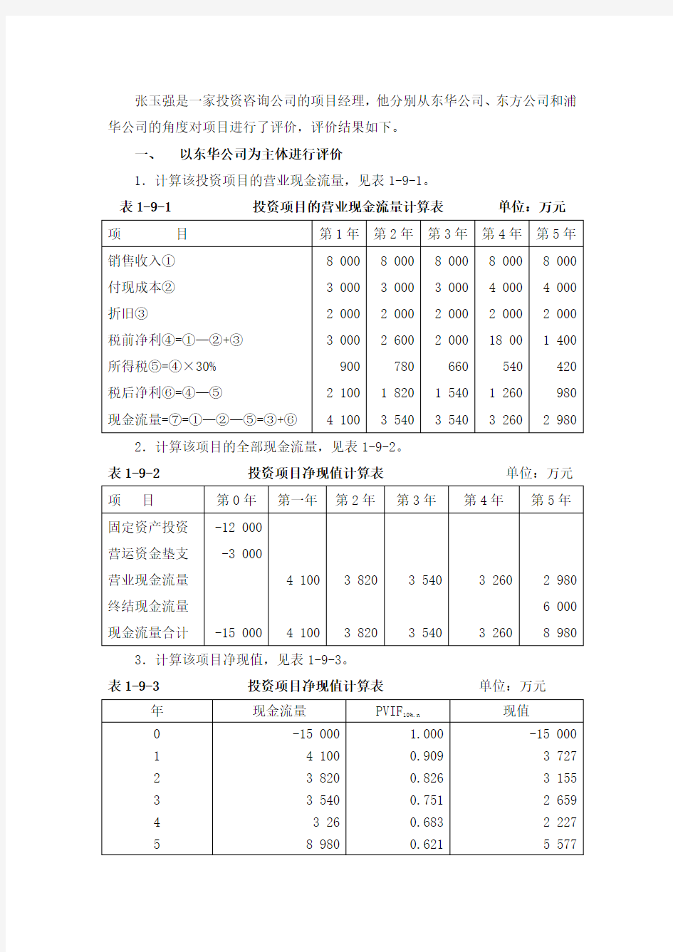 合资项目评价案例