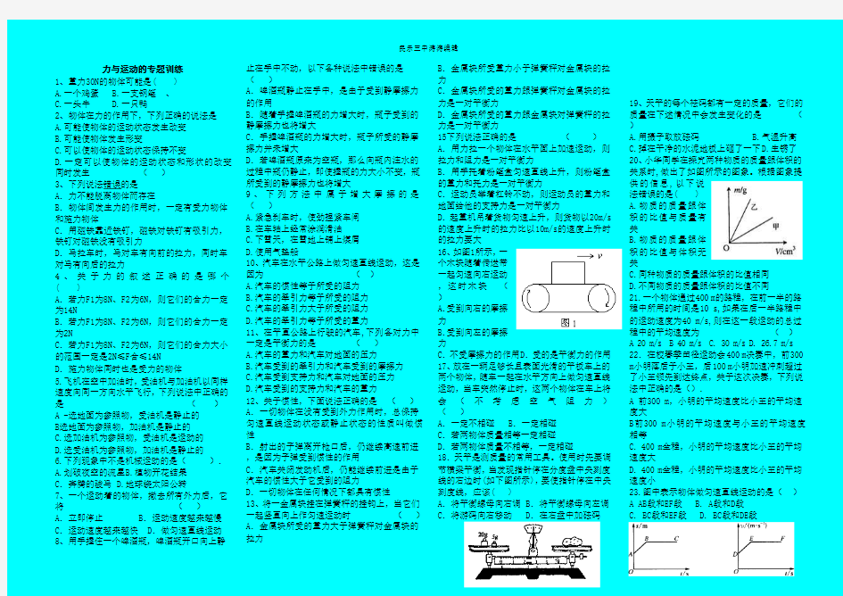 力与运动的专题训练