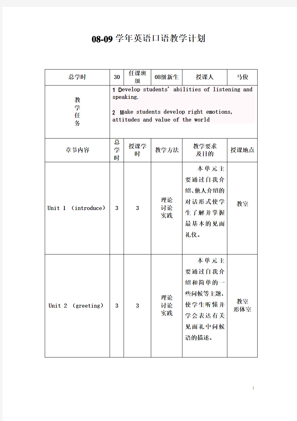 英语口语教学计划)