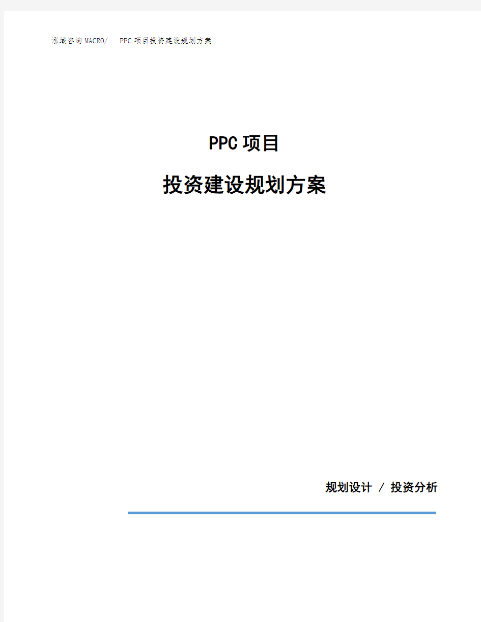 PPC项目投资建设规划方案(模板)