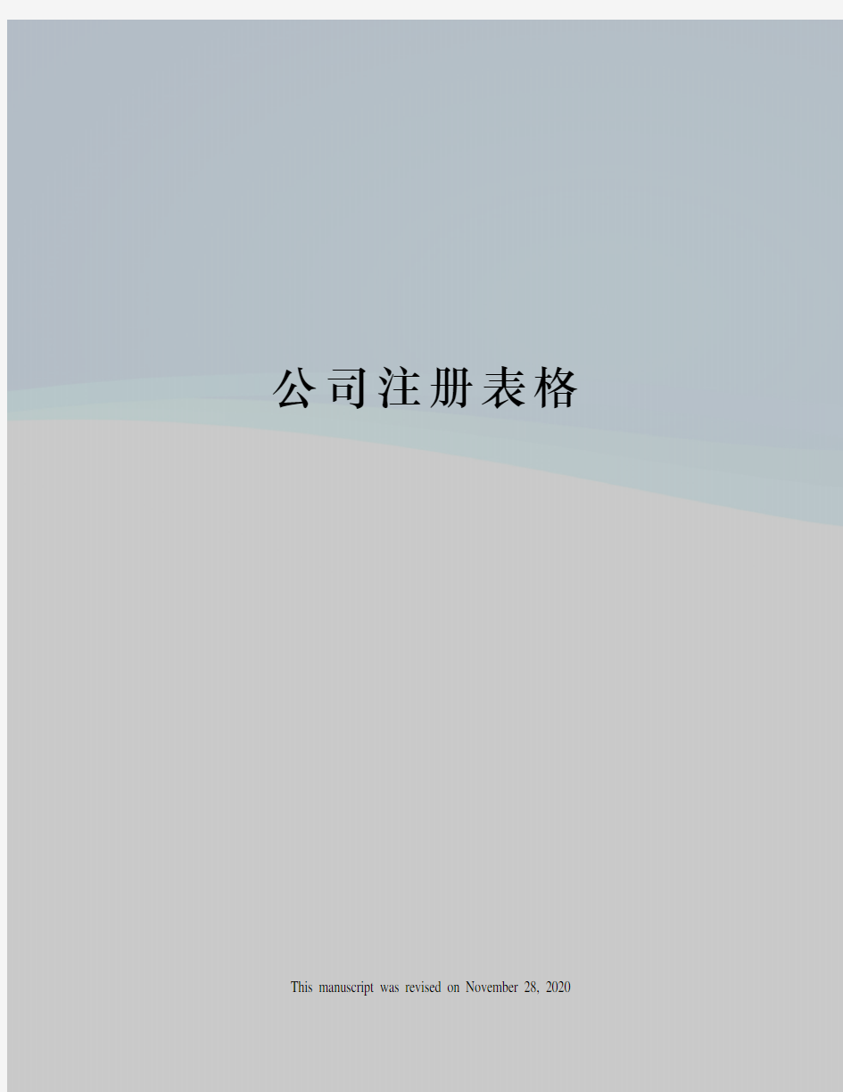 公司注册表格