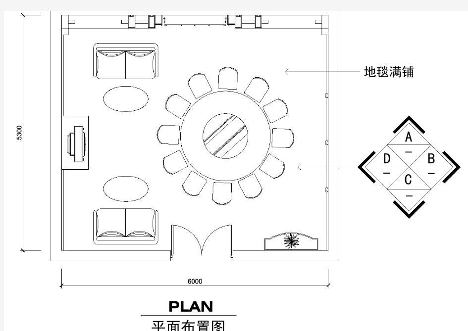 【CAD图纸】餐厅包间详图3平面布置图(精美图例)