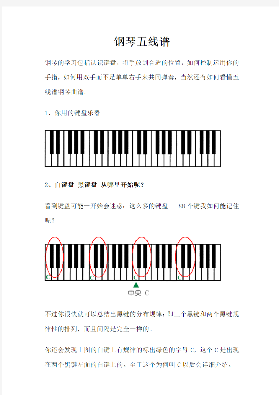 三分钟学会看键盘教你看懂钢琴五线谱