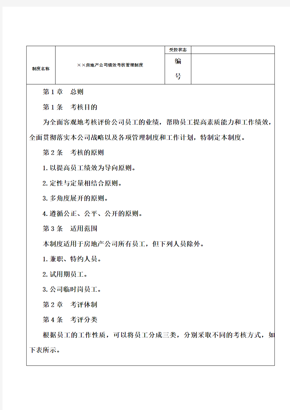 房地产企业绩效考核