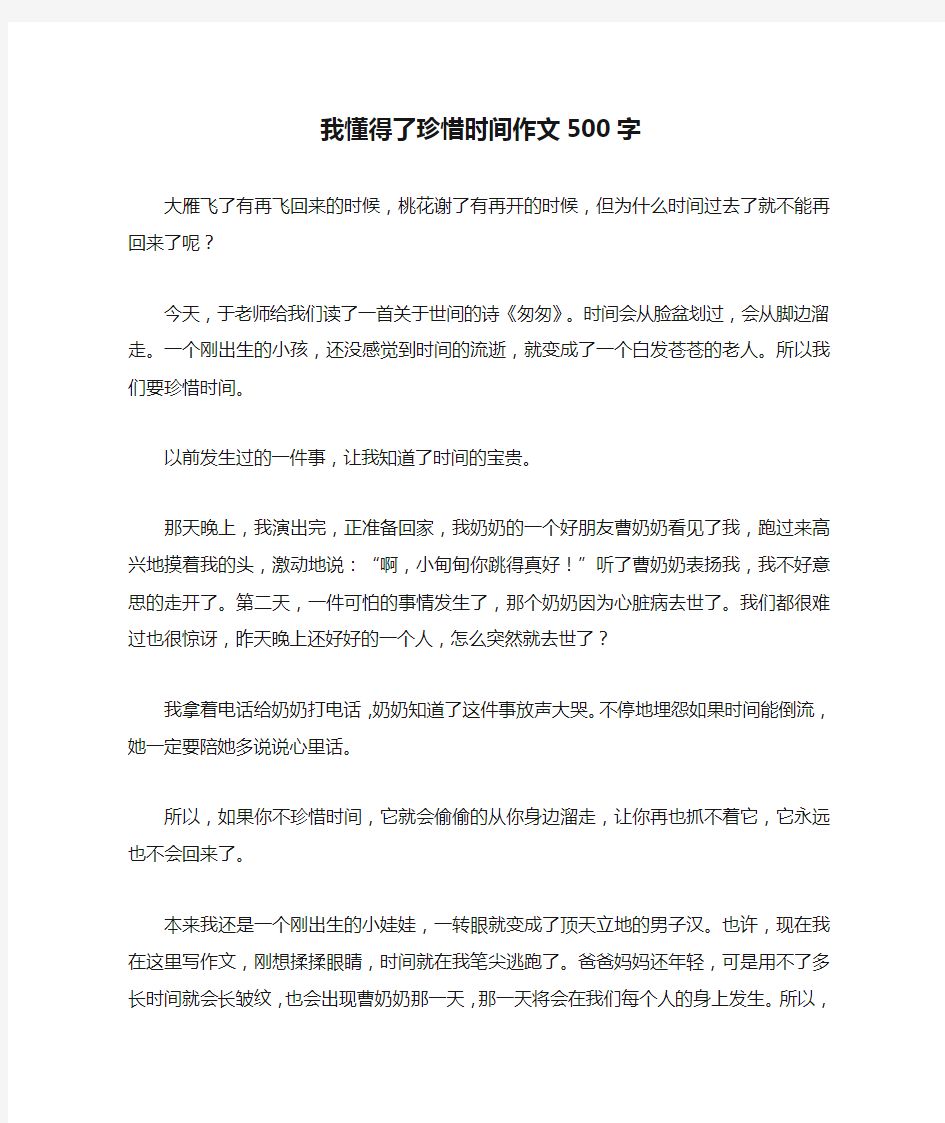 我懂得了珍惜时间作文500字