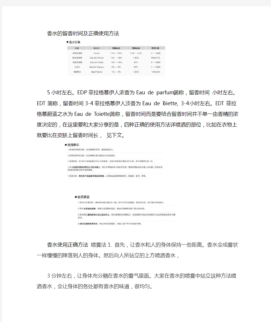 香水的留香时间及正确使用方法