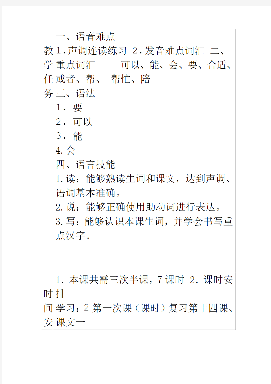 发展汉语初级综合1第15课教案
