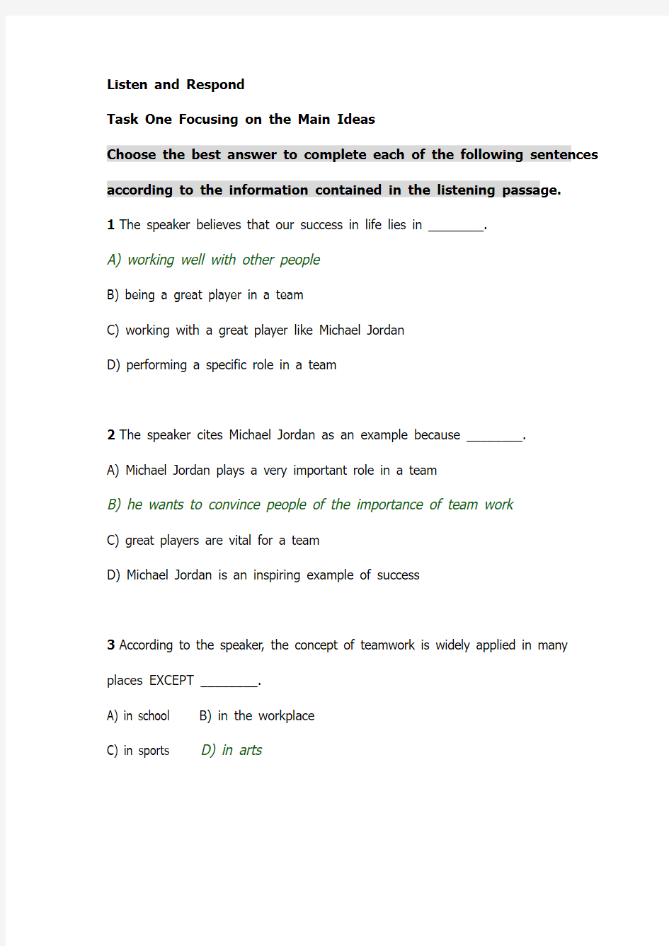 新世纪大学英语综合教程第二册Unit 6答案