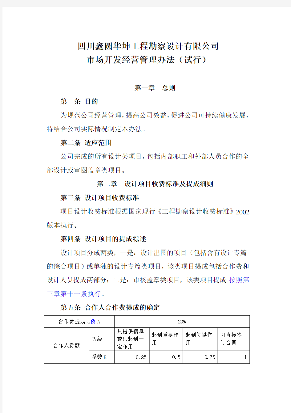 最新建筑设计公司业务提成办法