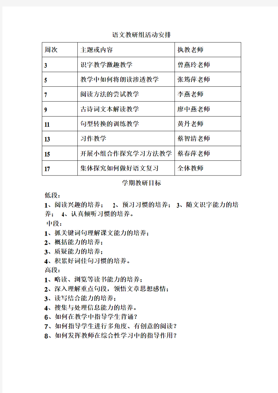 小学语文主题教研