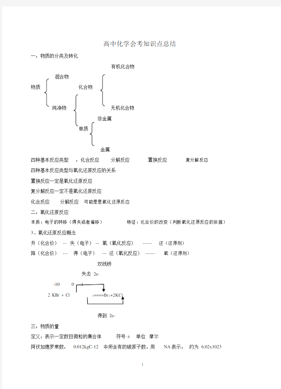 高中化学会考知识点总结(1)