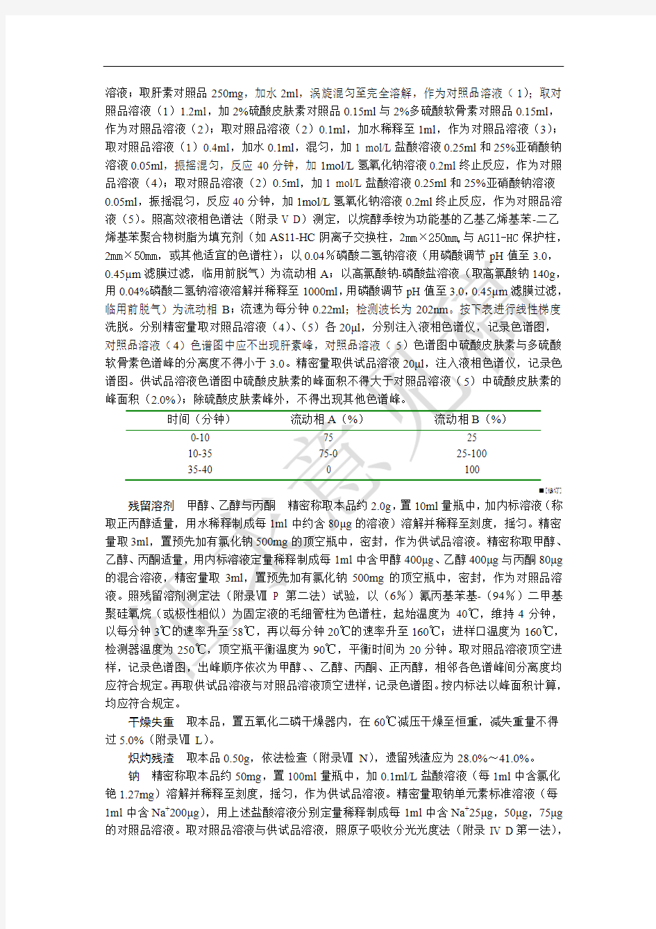肝素钠_中国药典2015版公示标准