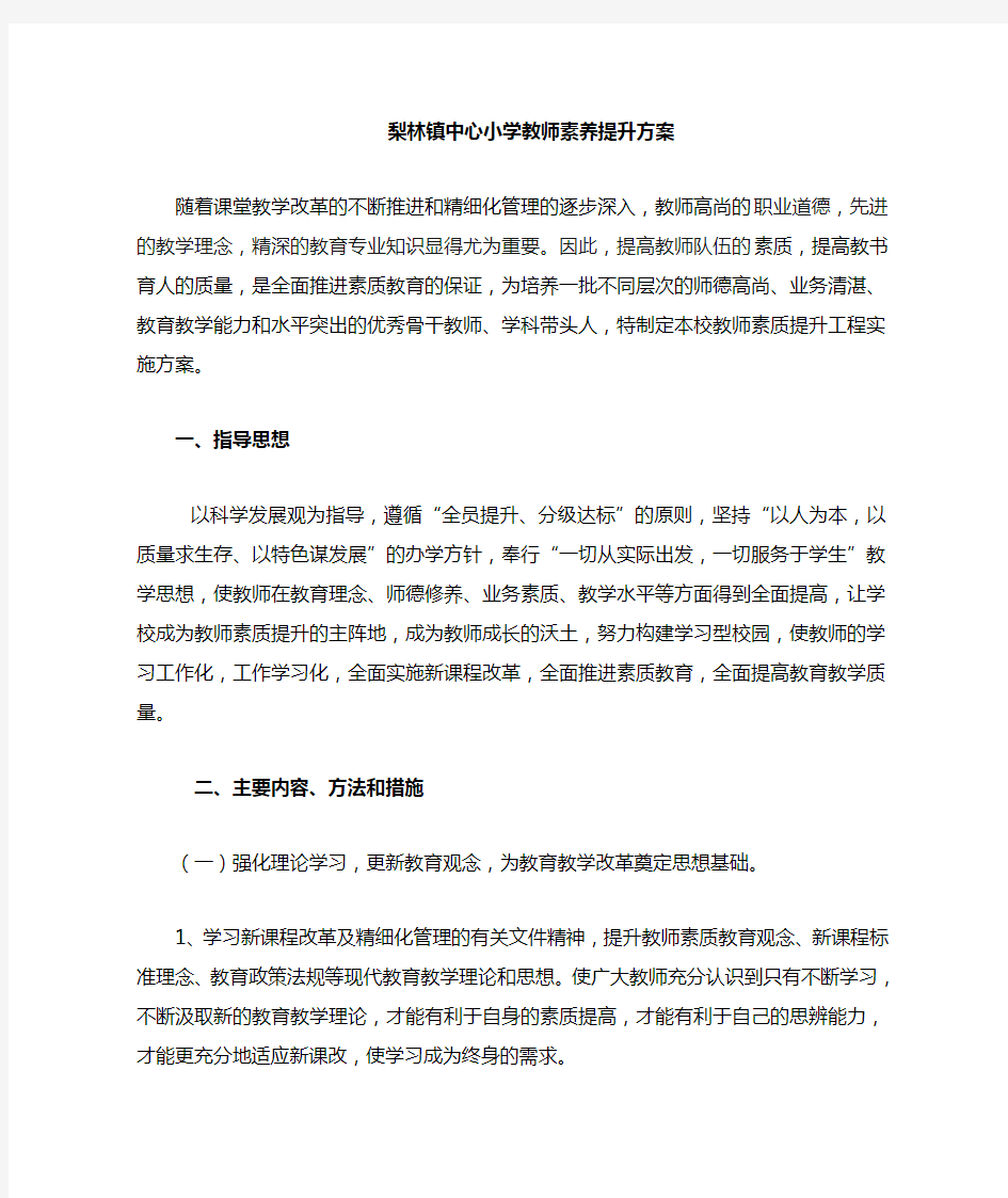 教师素养提升方案