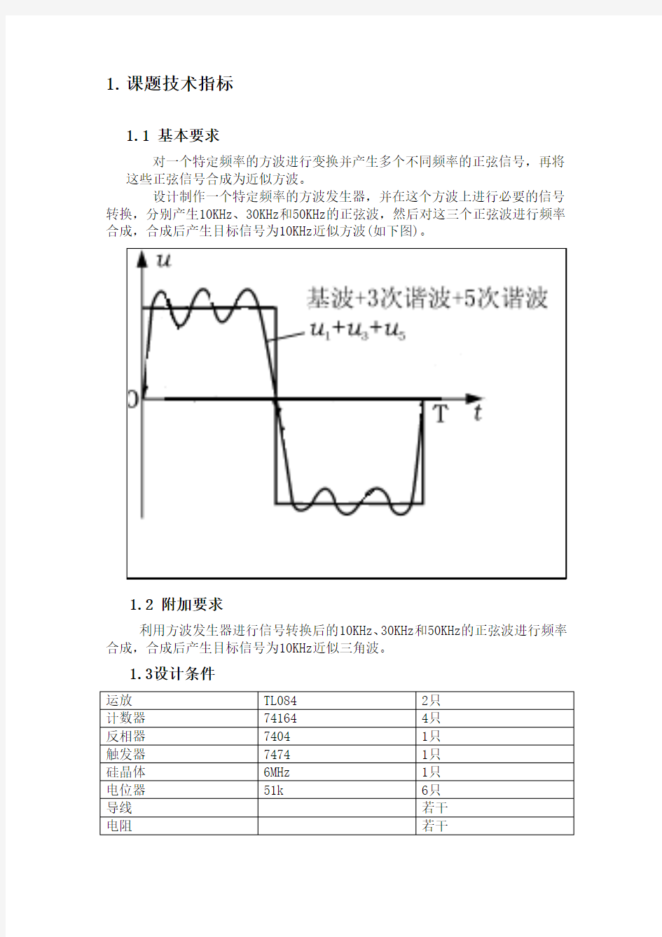 信号波形合成实验报告