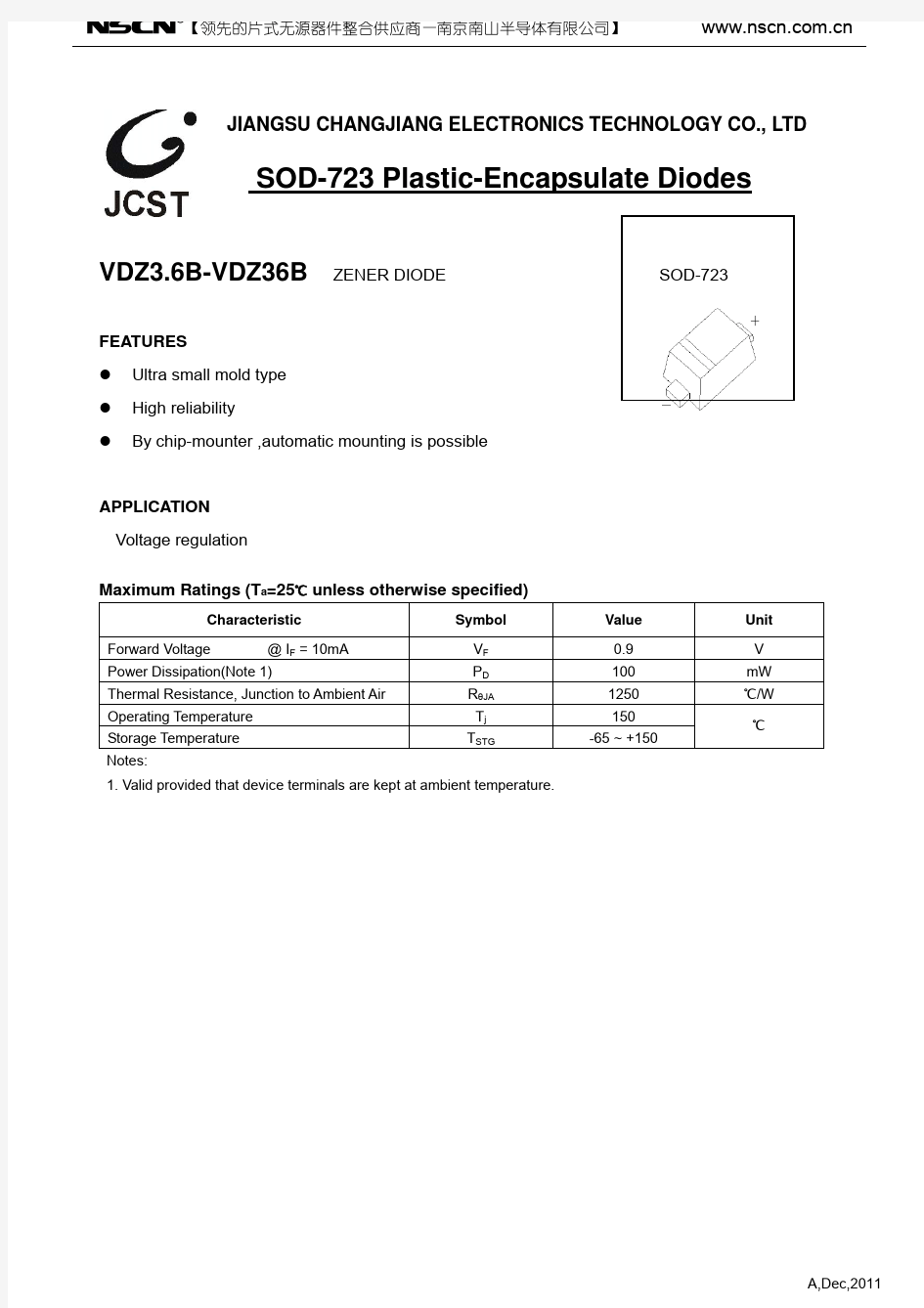 VDZ33B二极管规格书