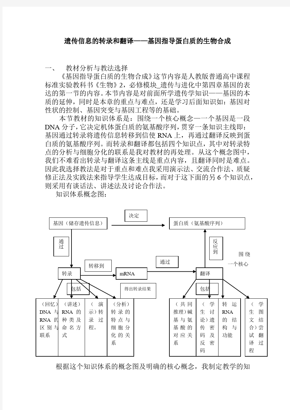 遗传信息的转录和翻译(教学设计)