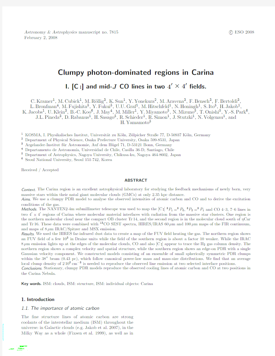 Clumpy photon-dominated regions in Carina. I. [CI] and mid-J CO lines in two 4'x4' fields