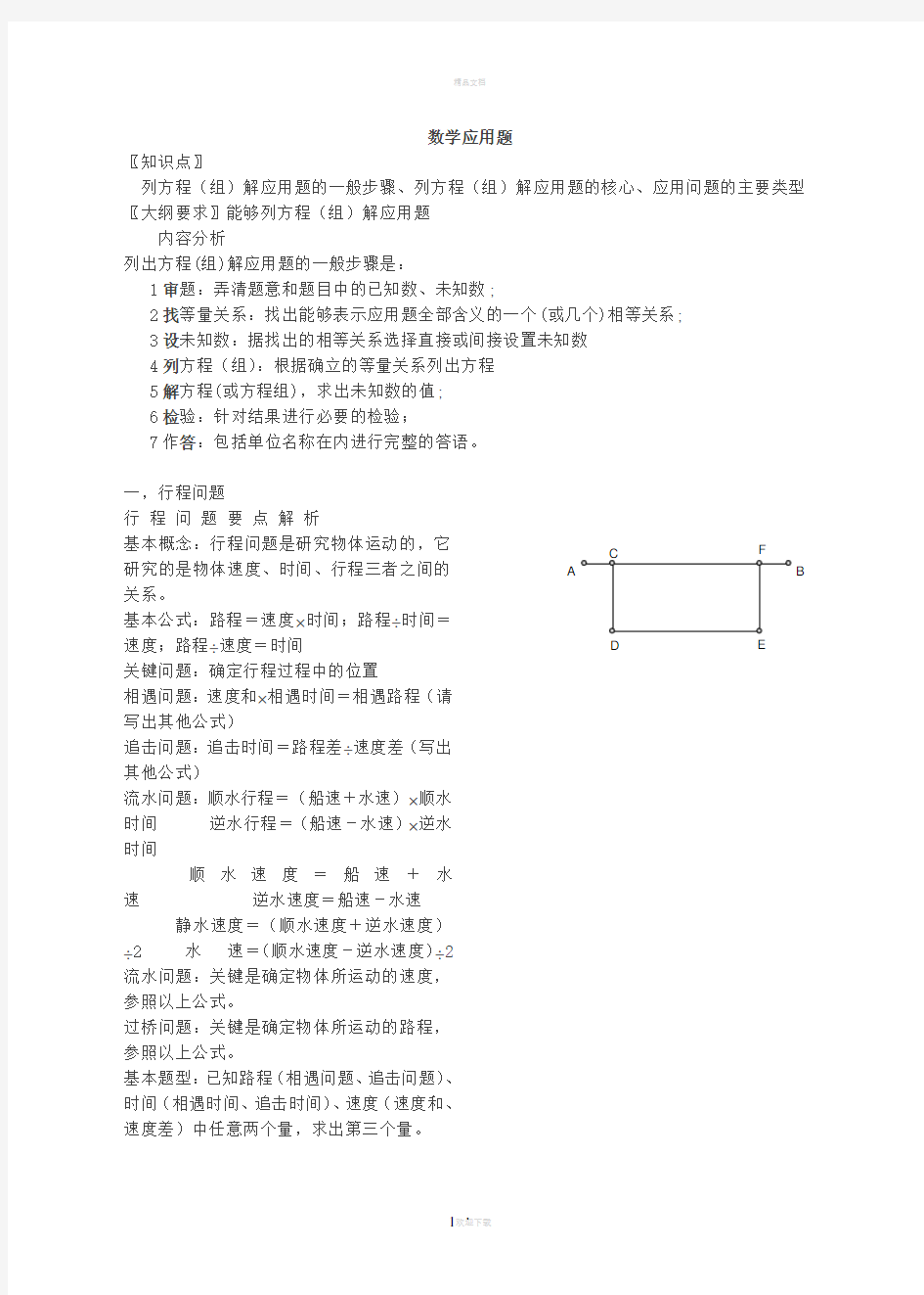 初中数学应用题归纳