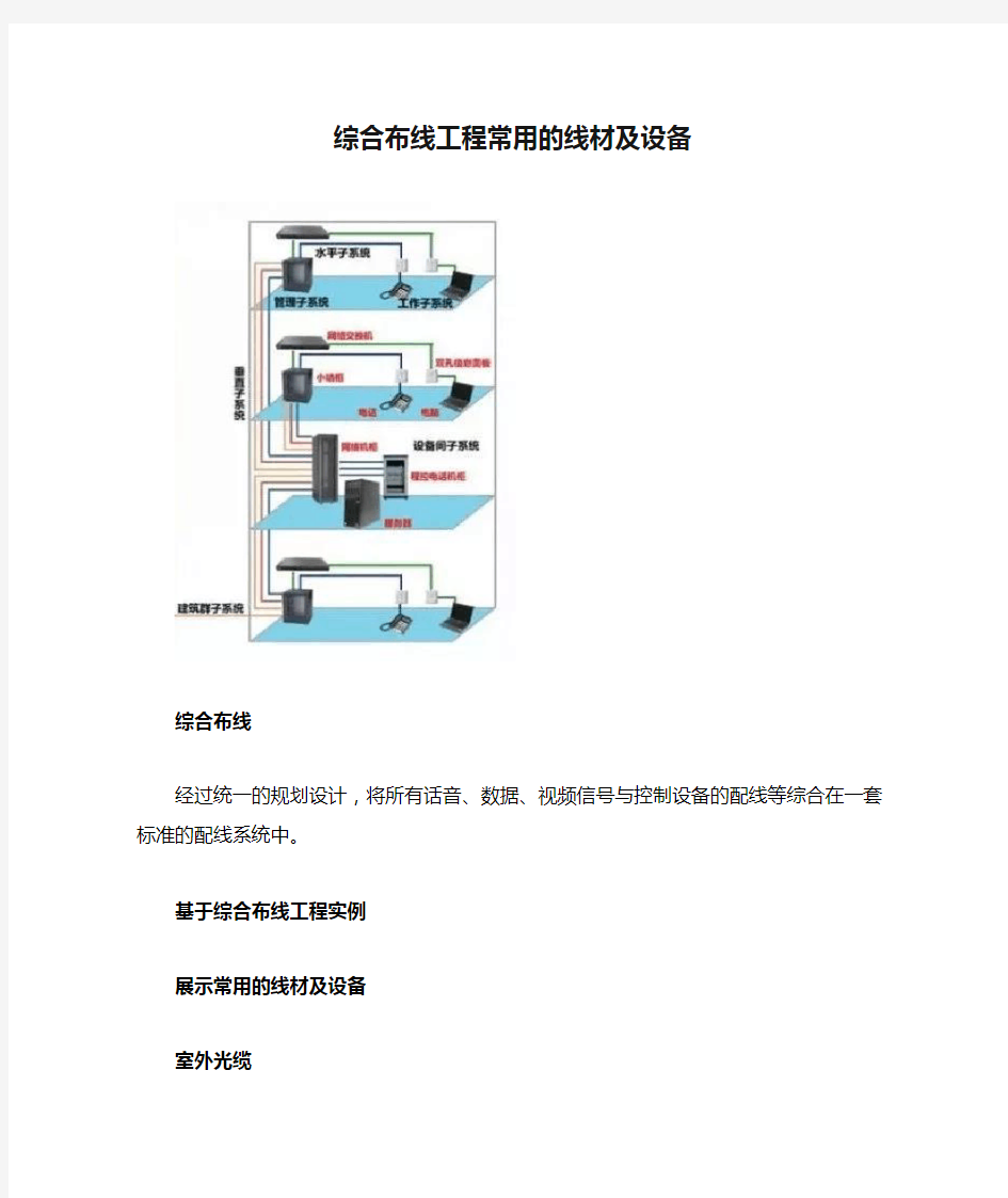 综合布线工程常用的线材及设备