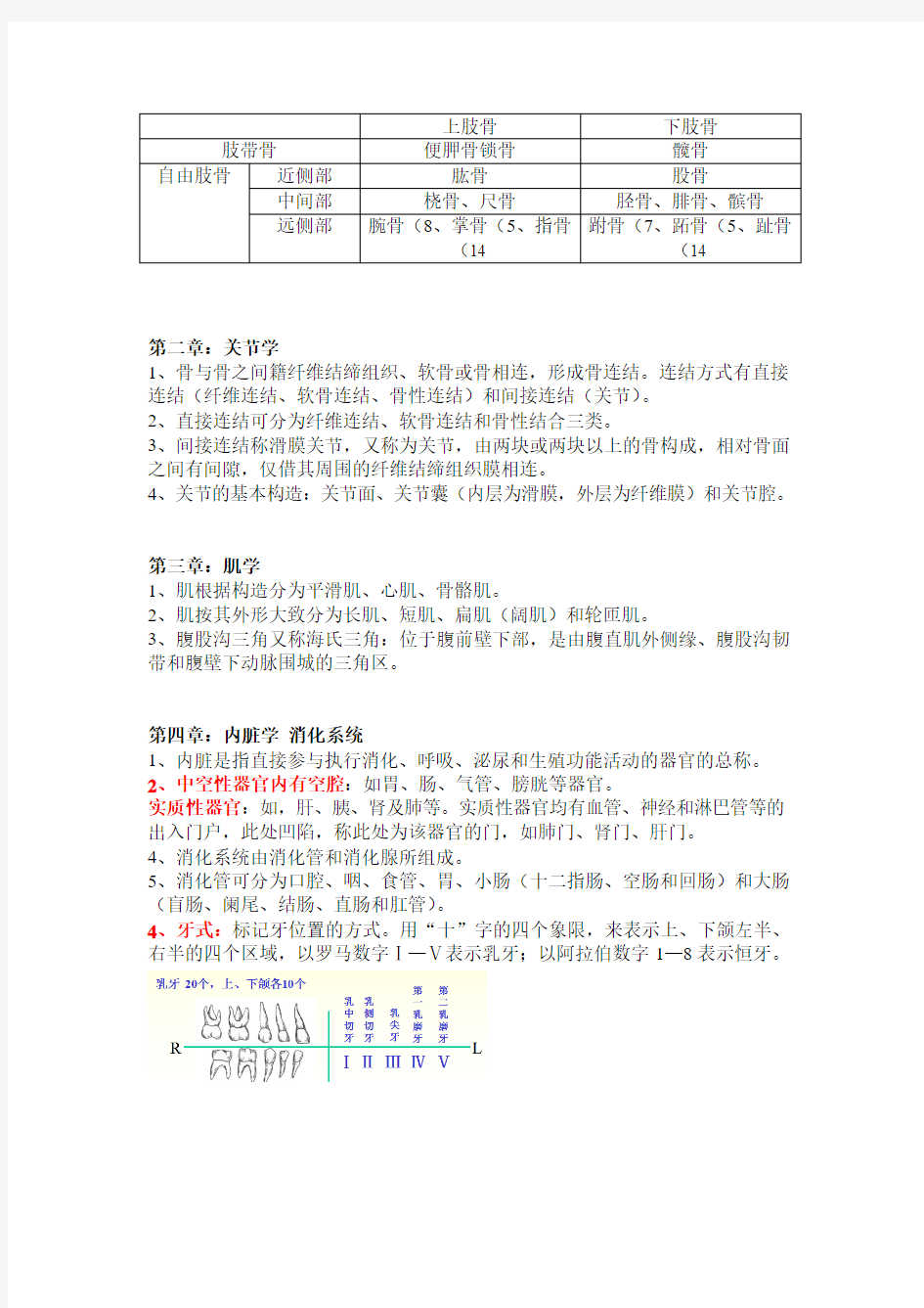 人体解剖学期末考试答案