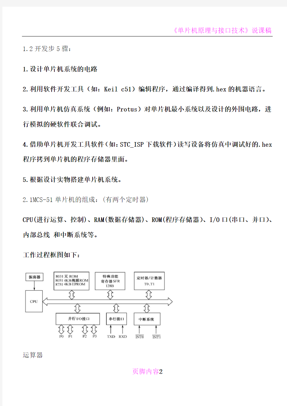 单片机原理及应用期末考试必考知识点重点总结