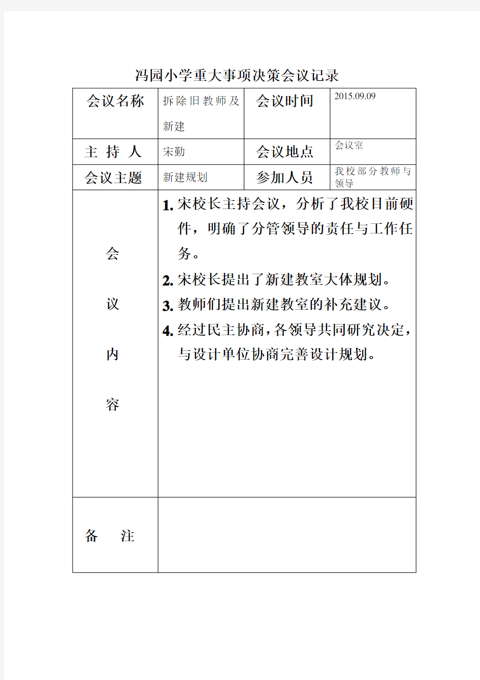 学校重大事项决策会议记录表讲解