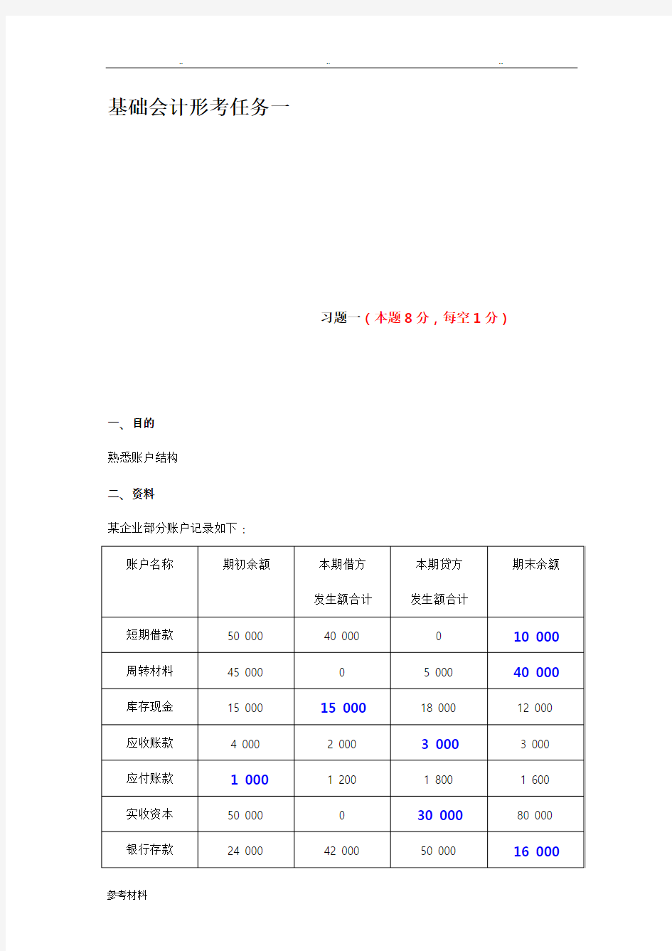 基础会计形考任务三答案