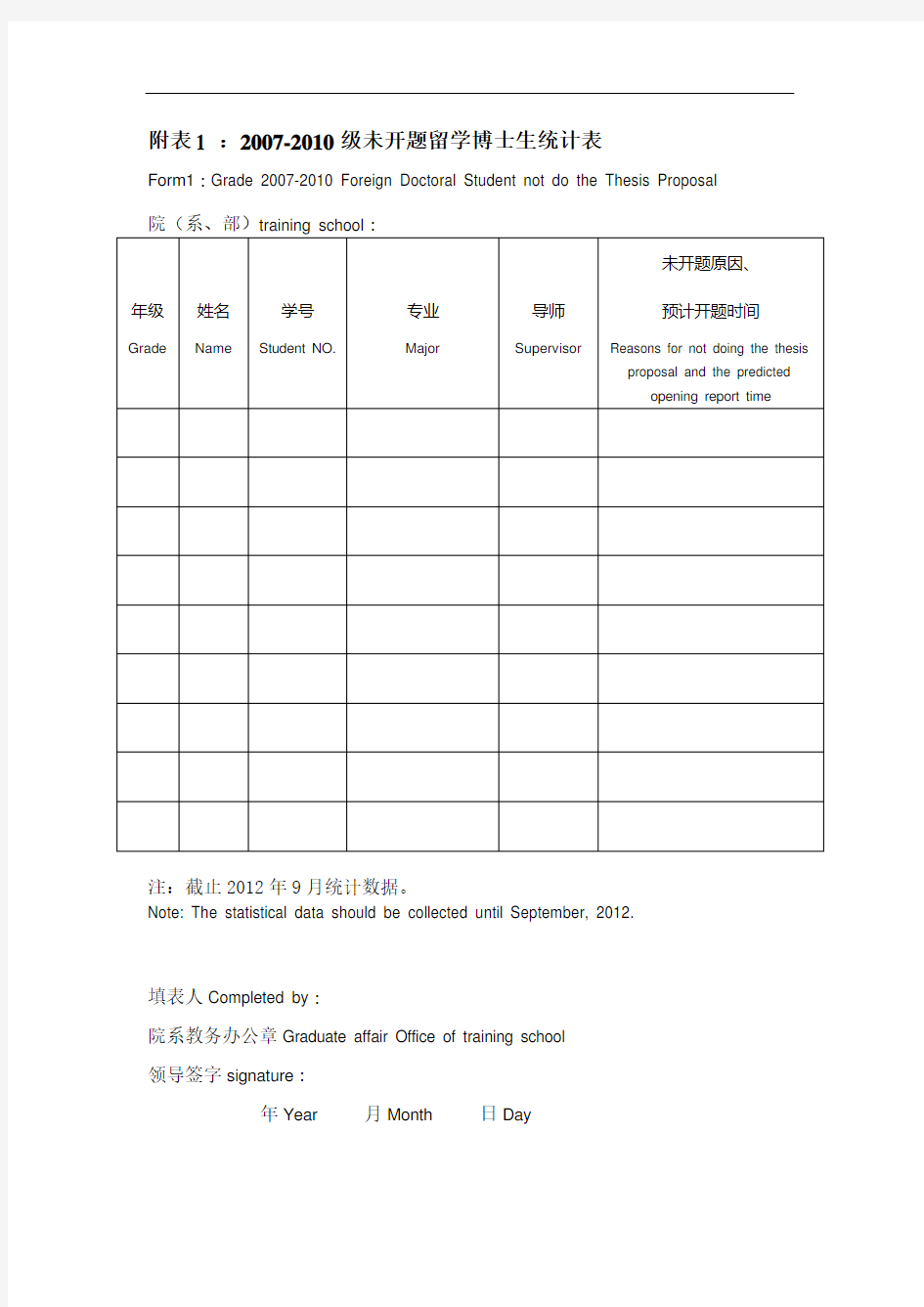 中英文对照表(留学生用)