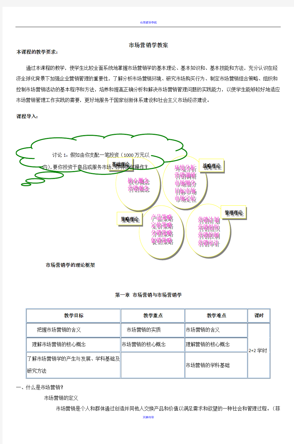 市场营销学教案73110