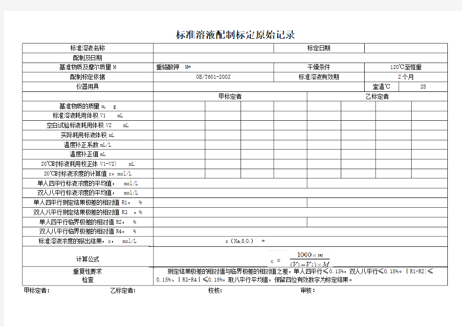 标准溶液配制与标定