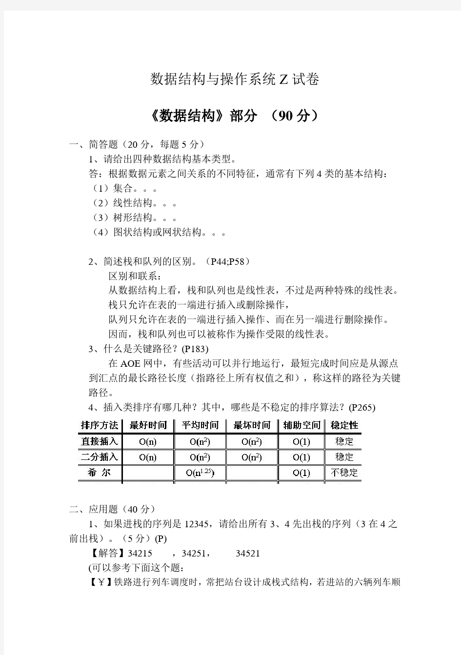 2012年山东科技大学数据结构与操作系统--真题及参考答案