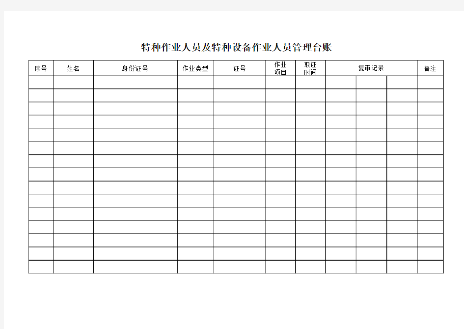 特种作业人员及特种设备作业人员管理台账