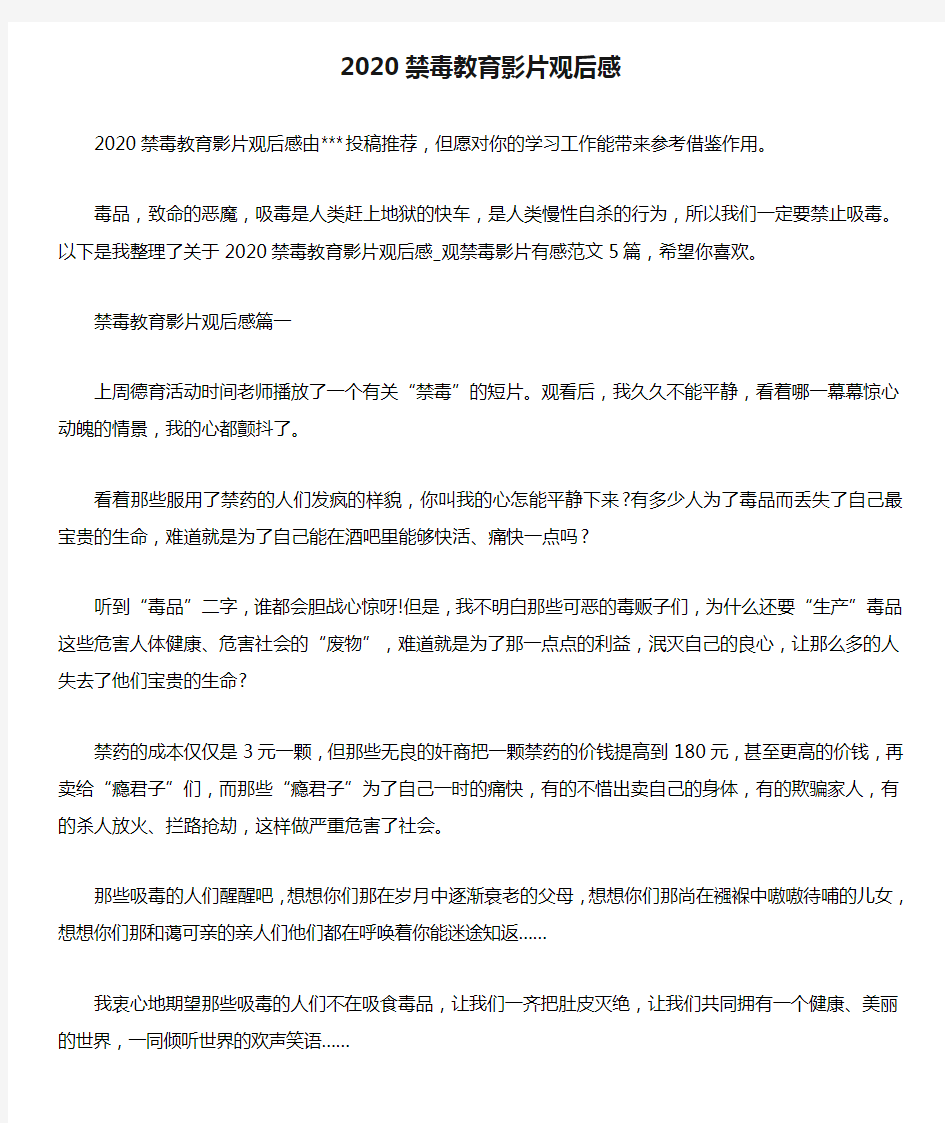 2020禁毒教育影片观后感.doc