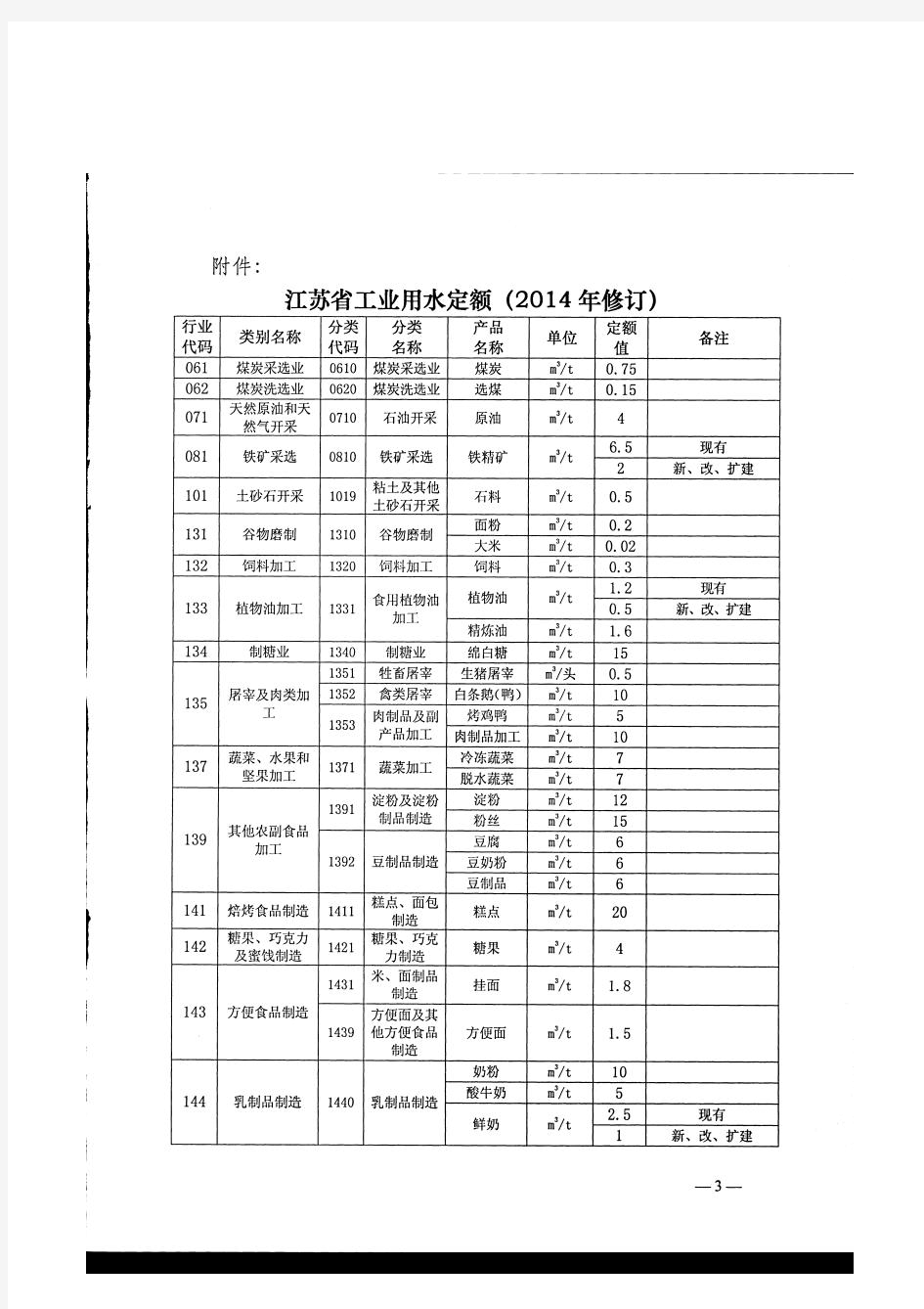 江苏省工业、服务业和生活用水定额(2014)
