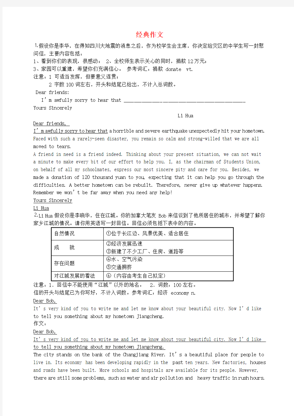 高中英语 英语经典作文